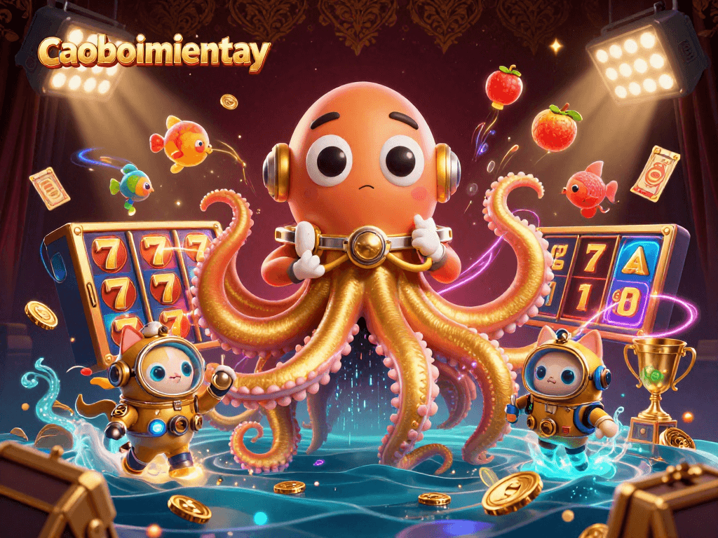 Experience thrilling gaming in caoboimientay with colossal kraken and vibrant slot reels.