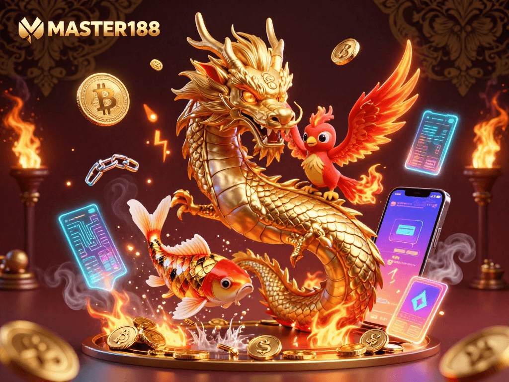 Engage with MASTER188 and experience thrilling gameplay with unique casino elements in a vibrant 3D scene.