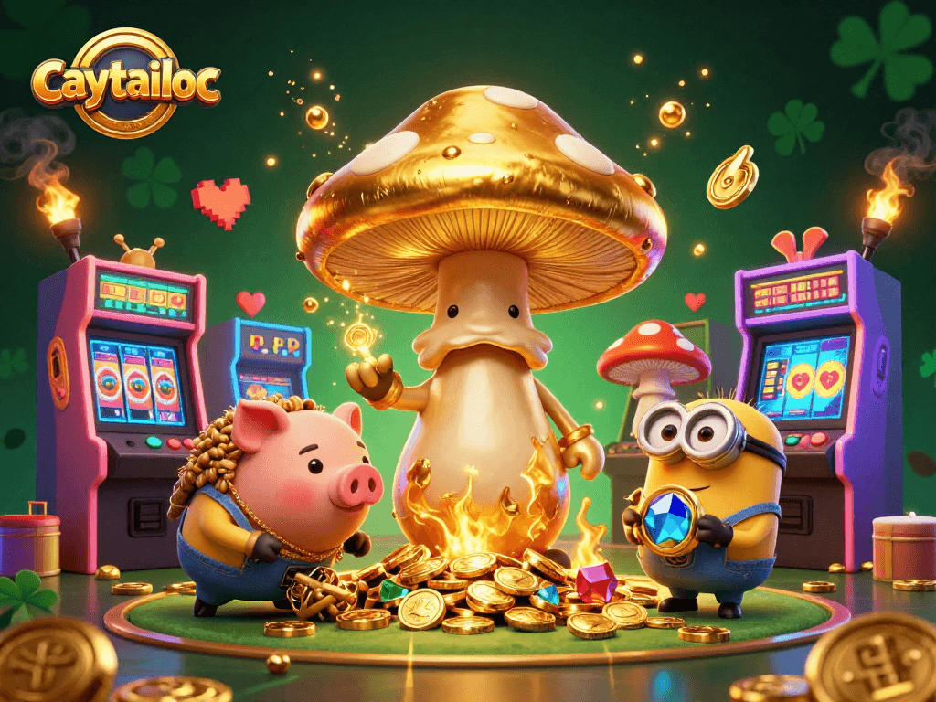 Experience the excitement of caytailoc with a magical wizard turning treasures to gold in this vibrant casino scene.