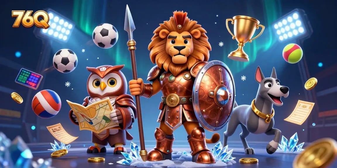 Aumente suas chances de vitória com 76Q, um leão espartano e elementos dinâmicos de jogos.
