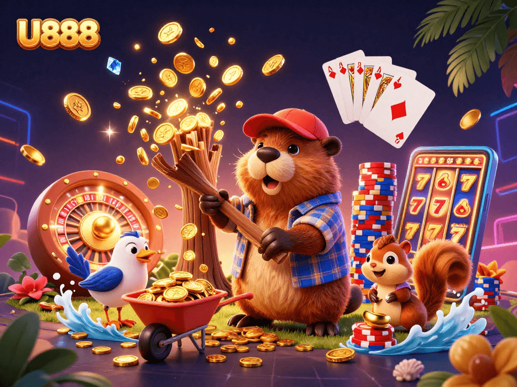 Spin to win at U888 with engaging gold coins and vibrant casino action.