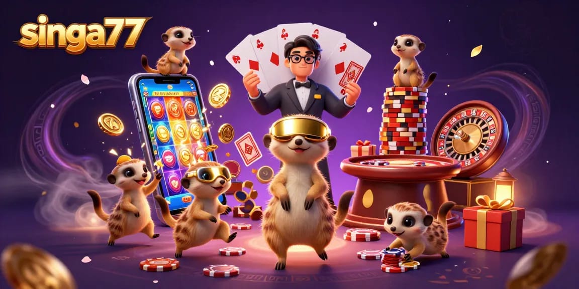 Singa77's meerkat casino scene showcases thrilling games like poker and slots.