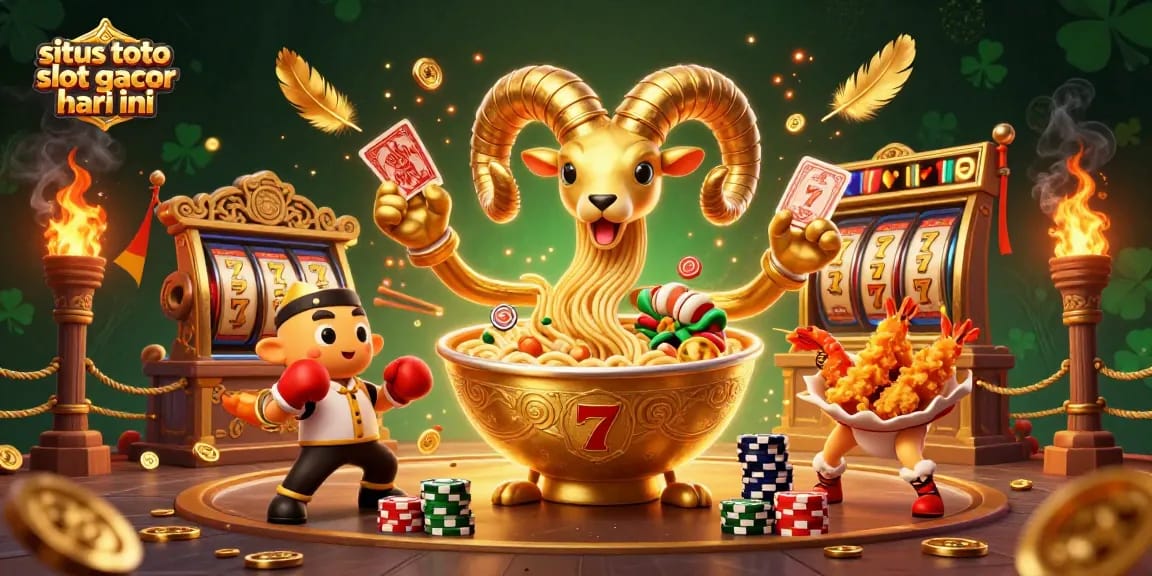 Situs toto slot gacor hari ini: A vibrant scene of animated characters in a thrilling casino atmosphere.