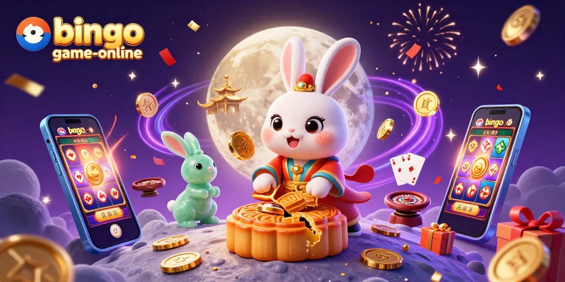 Engage with bingo-game-online's exciting jackpot bingo experience featuring moon rabbits and casino elements.