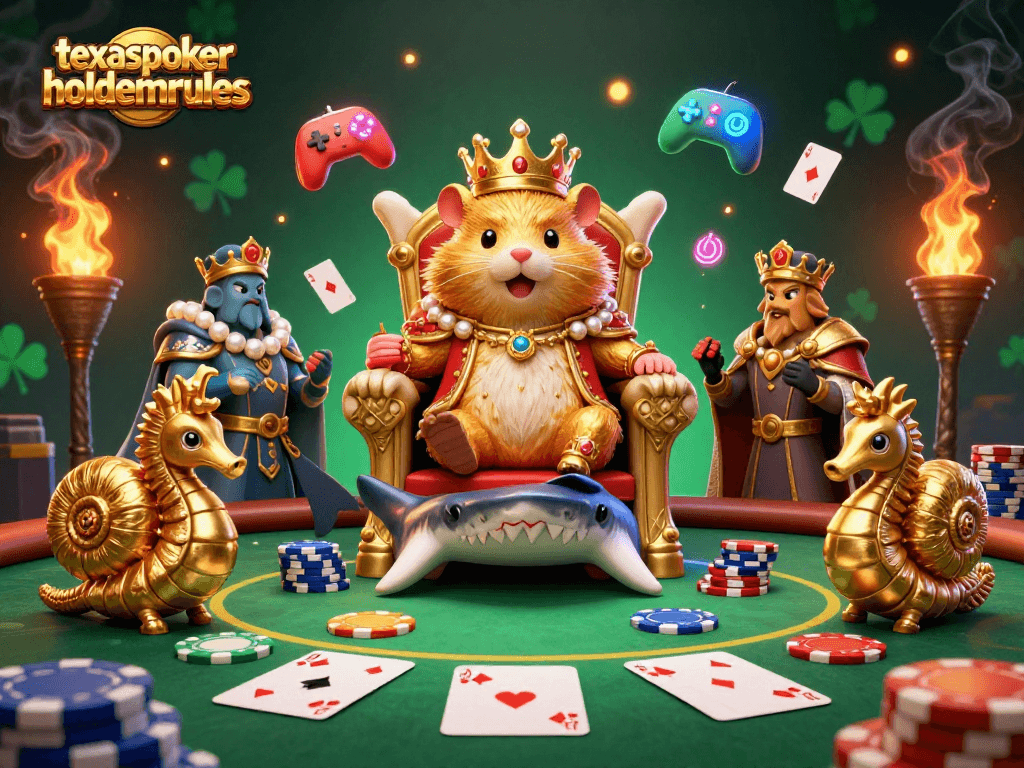 Engage in high-stakes action with the texaspokerholdemrules illustrated scene featuring a poker king and dynamic gaming elements.