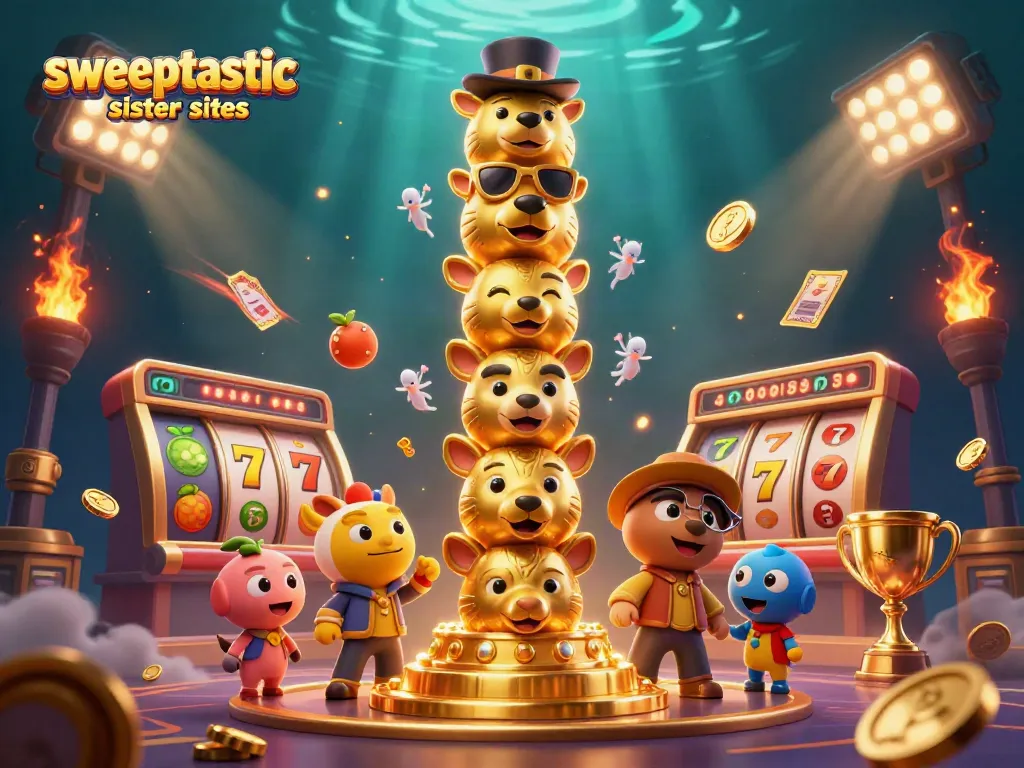 Experience thrilling gameplay with Sweeptastic sister sites as vibrant symbols and characters energize the scene.