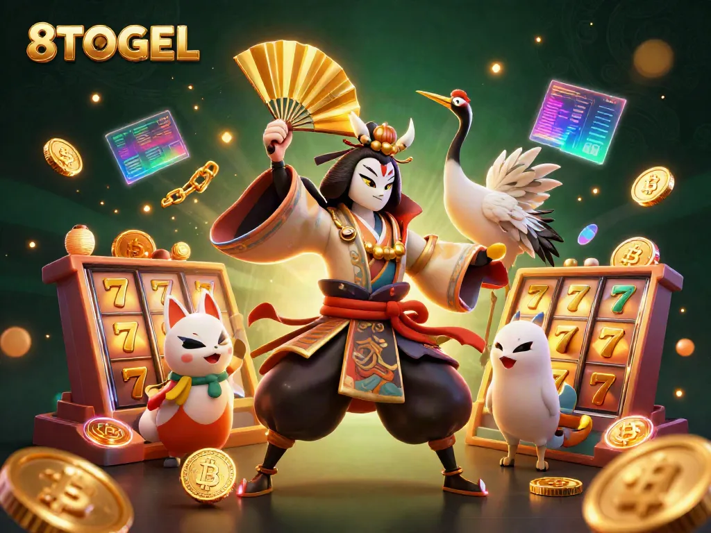 Menangkan jackpot dan nikmati pengalaman bermain di 8TOGEL dengan simbol keberuntungan dan karakter unik.