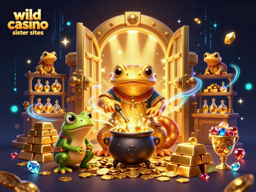 Engage with wild casino sister sites featuring a golden alchemist and bubbling cauldron.
