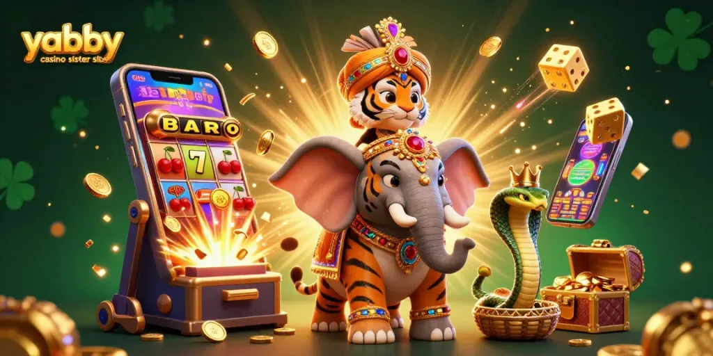 Experience the thrill of yabby casino sister sites with a vibrant 3D casino illustration of exciting gameplay.
