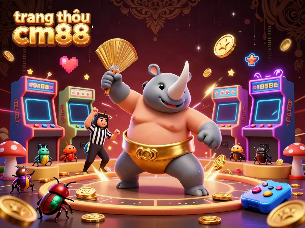 Engage with vibrant gaming excitement at trang chủ cm88 featuring a champion rhinoceros beetle and video game elements.