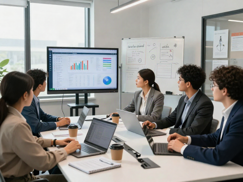Team collaboration in a modern office showcasing the slot qris 5000 advantages.