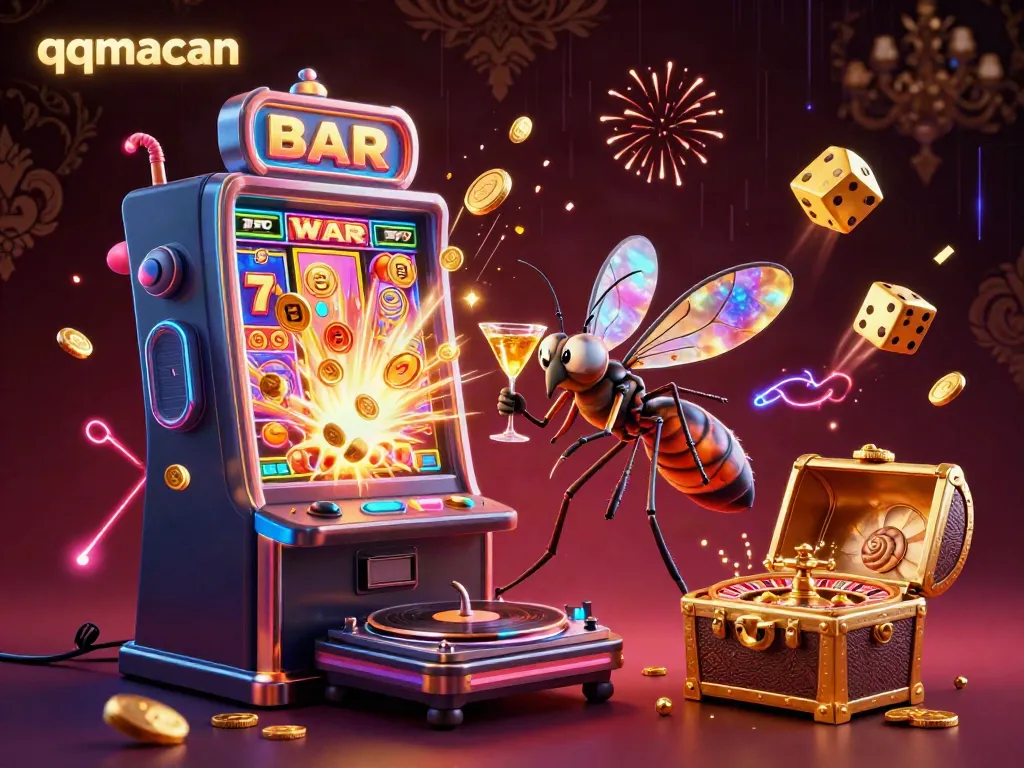 Experience thrilling gaming excitement at qqmacan with vibrant casino elements and a lively atmosphere.