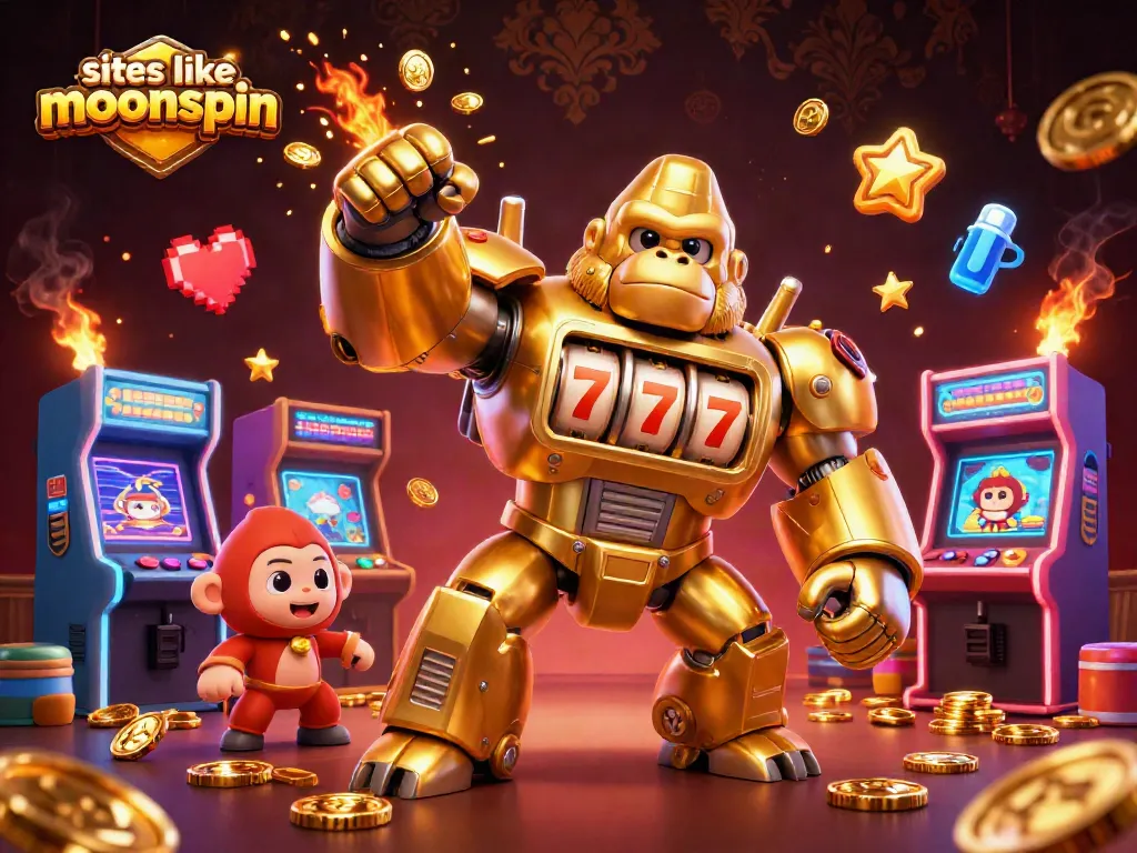 Experience exciting gaming action at sites like moonspin with golden gorilla mech and dynamic game elements.