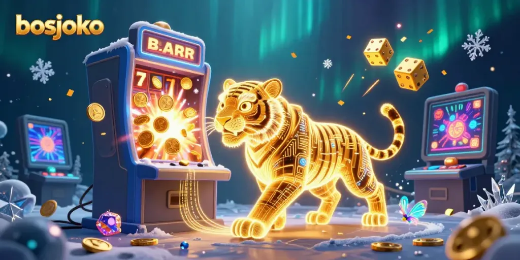 Experience the thrills of bosjoko with vibrant slot action in a detailed digital casino.