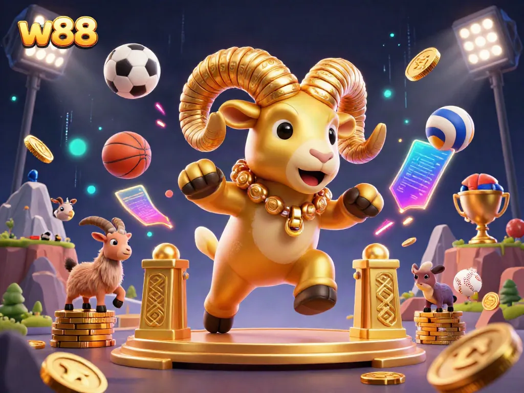 Experience the thrill of the w88 online gambling world, capturing exciting gameplay and energetic moments with gold elements.