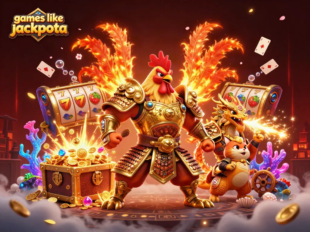 Win at games like jackpota with thrilling casino action and vibrant characters in this dynamic scene.