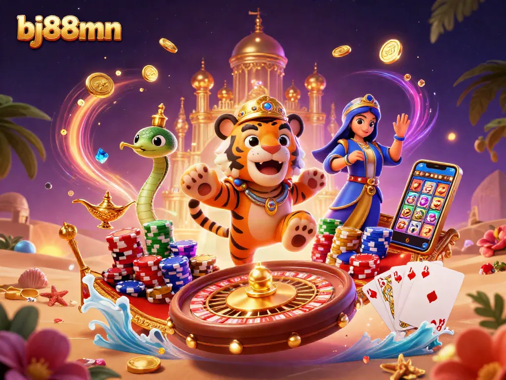 Experience the thrill of gambling with bj88mn's magical Arabian Nights-themed casino artistry