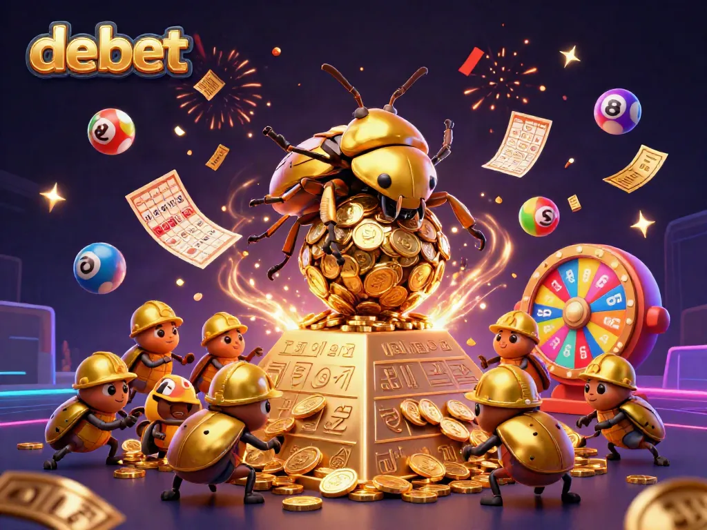 Engage with debet's dynamic casino world featuring golden beetles and lottery elements.