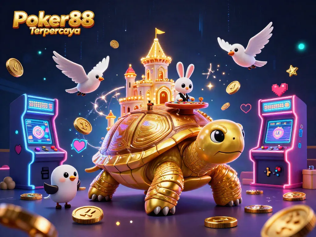Play and win big with Poker88 Terpercaya, featuring a vibrant casino scene full of excitement.