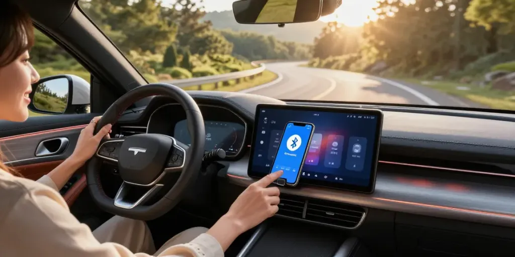 Penggunaan adapter Bluetooth air88 dalam mobil modern, menciptakan suasana berkendara yang menyenangkan.