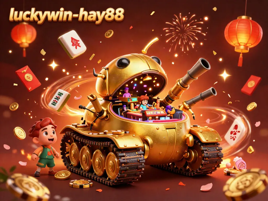 Engage with luck and excitement at luckywin-hay88, featuring festive casino elements in a dynamic scene.