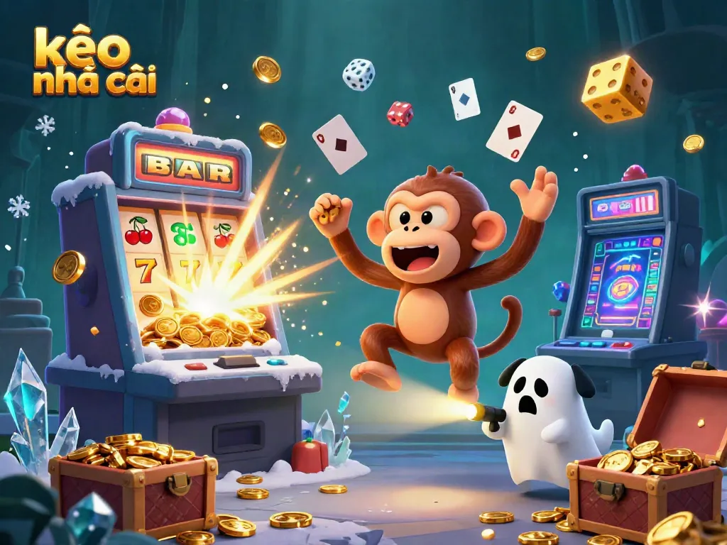 Experience the lively world of kèo nhà cái with our vibrant 3D casino scene featuring characters interacting in a haunted setting.