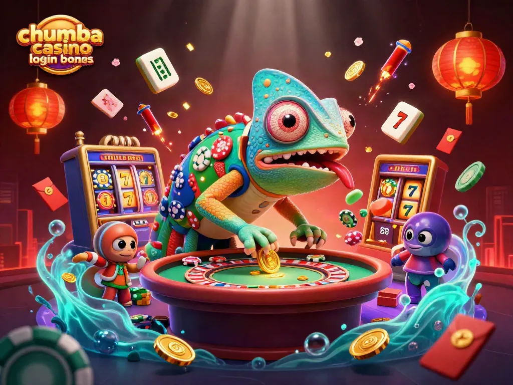 Engage with exciting chumba casino login bonus, capturing the vibrant casino atmosphere with colorful game elements.