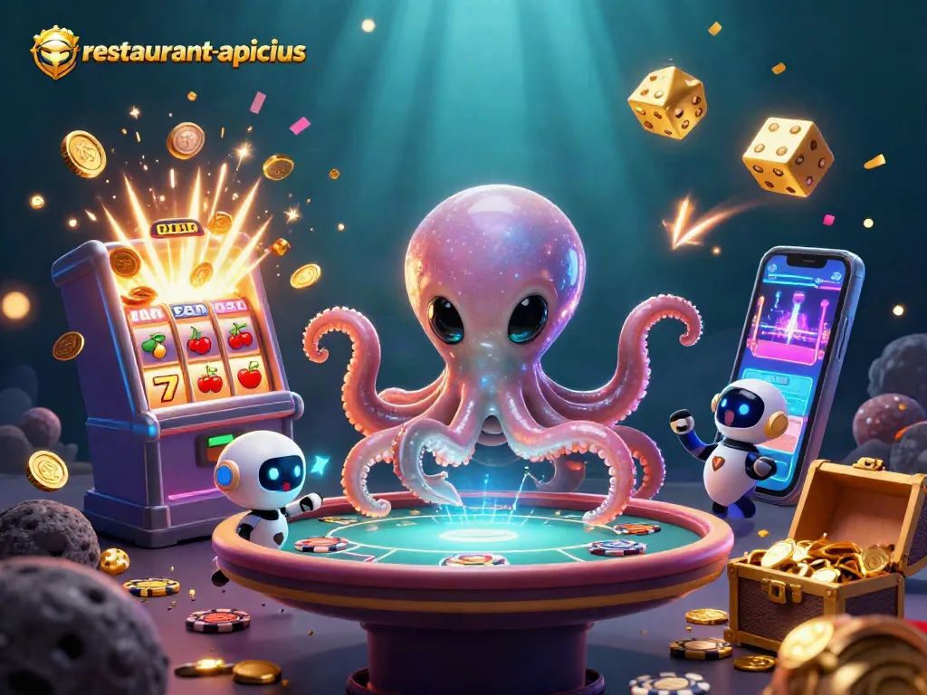Engage in thrilling gameplay at restaurant-apicius with our vibrant 3D casino scene showcasing excitement.