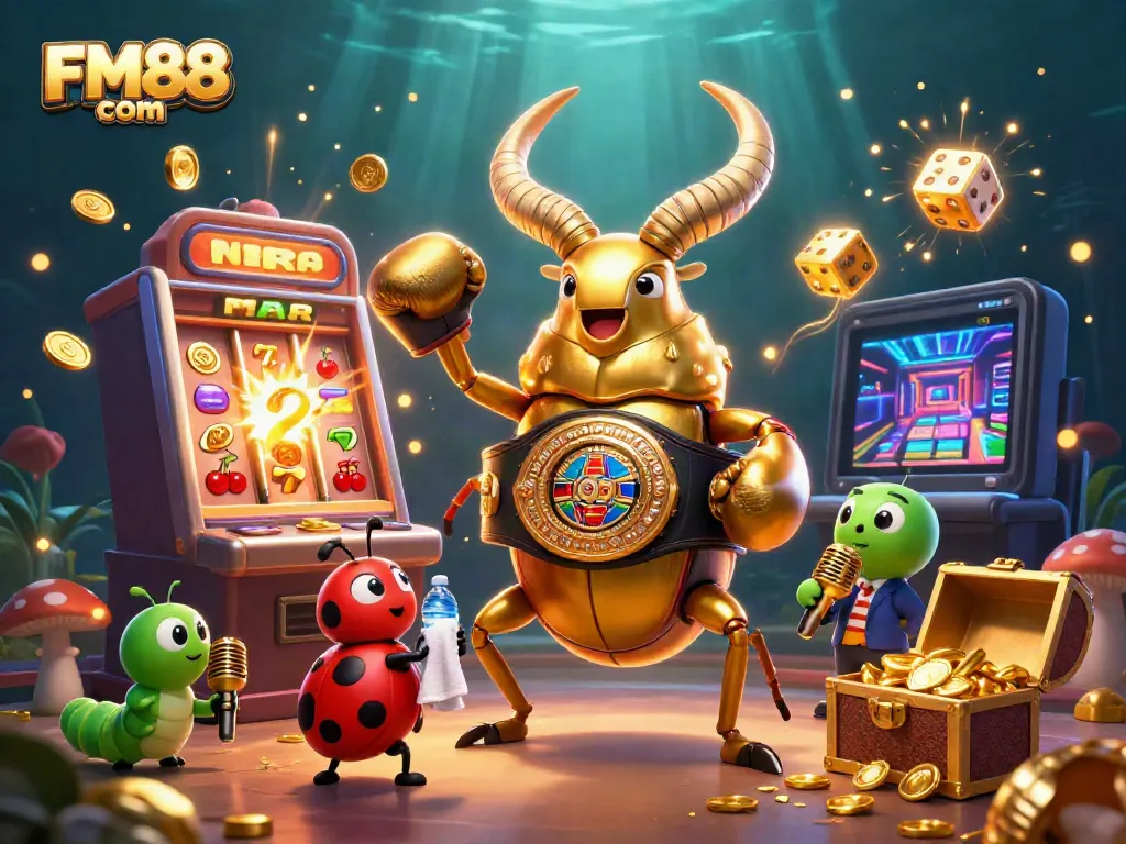 Spin the reels and win big at FM88 com with dynamic casino elements and colorful characters.