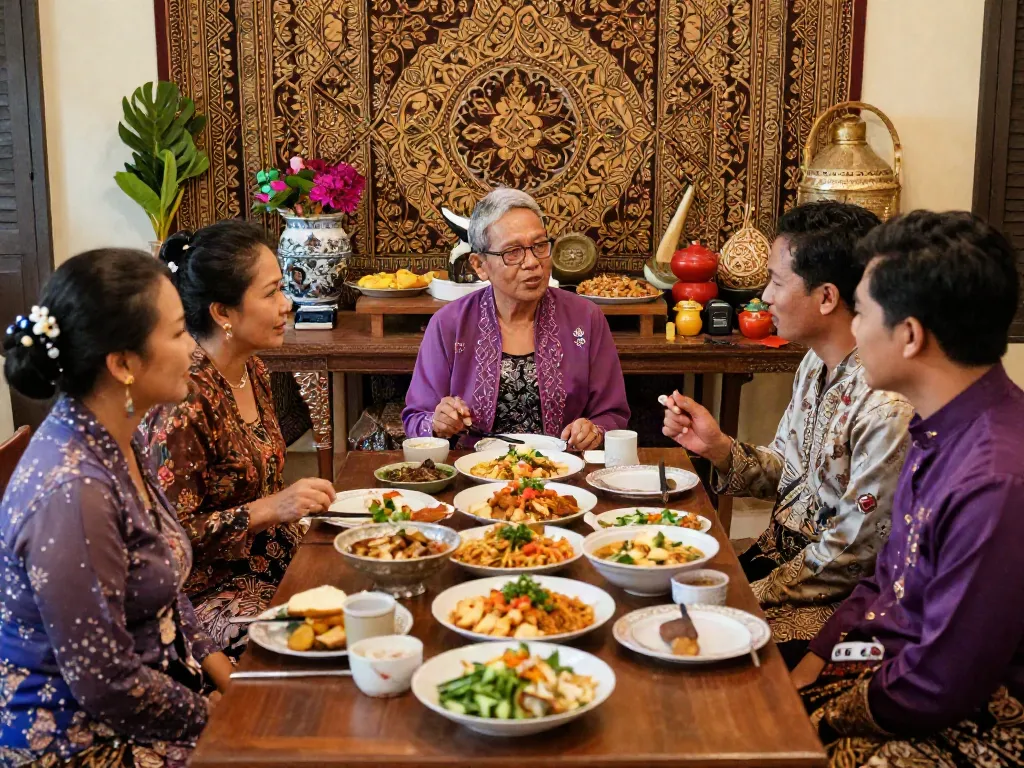 Experience Nyonya4D culture with a traditional gathering showcasing vibrant Peranakan attire and exquisite cuisine.