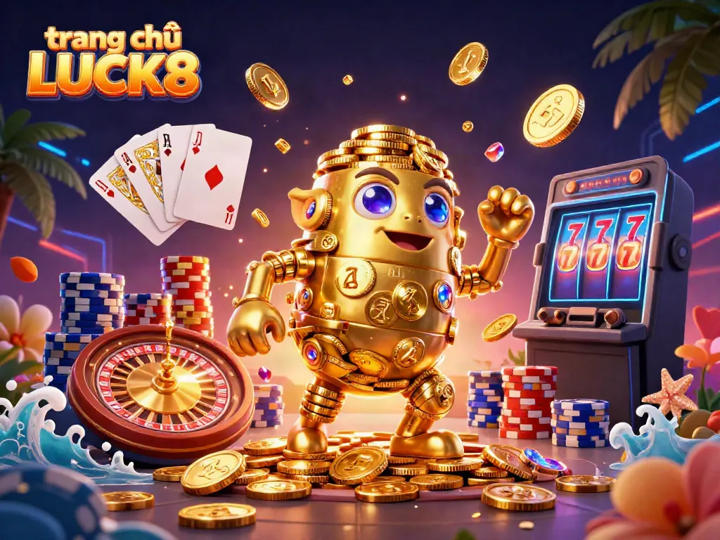 Experience the excitement of gaming with trang chủ LUCK8 featuring vibrant casino elements like slots and roulette.