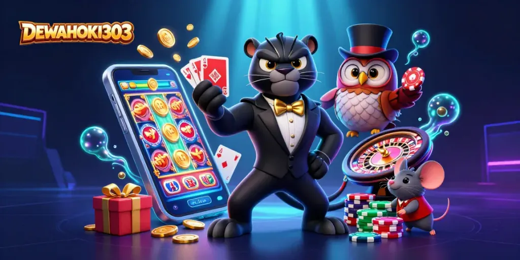 DEWAHOKI303 menawarkan keseruan permainan slot dengan karakter unik dan elemen kasino yang beragam.