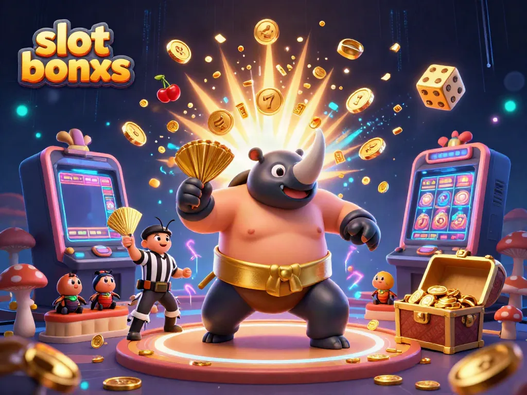 Experience the excitement of the slot bonus with animated characters and vibrant casino elements.