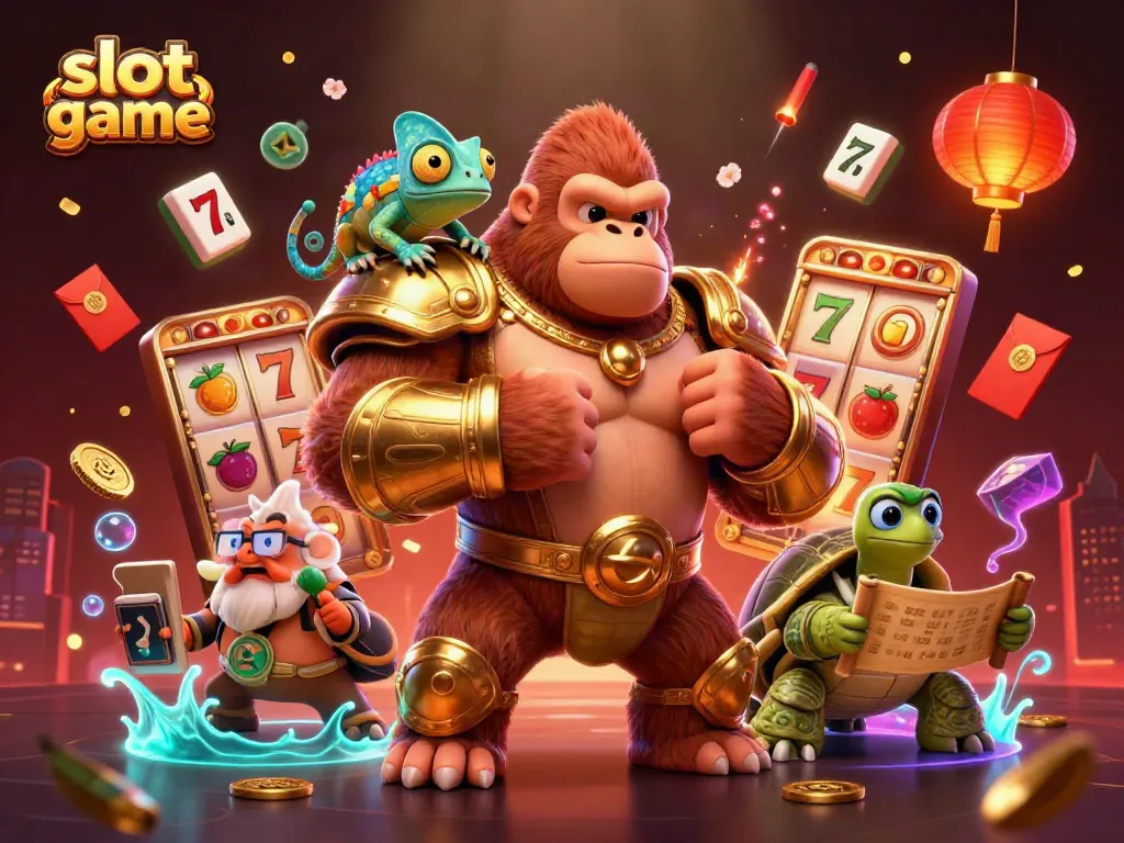 Engage with the vibrant, action-packed slot game scene featuring dynamic characters and exciting elements.