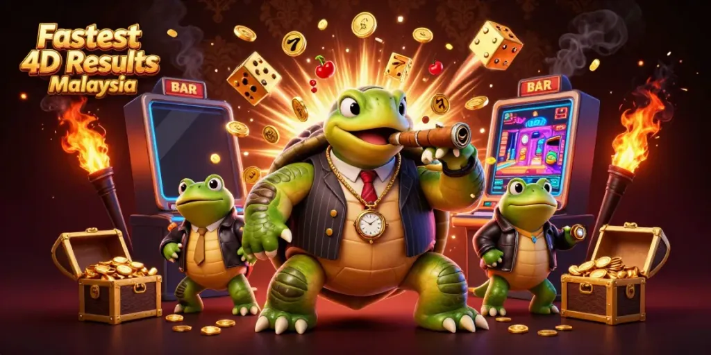 Experience excitement with the Fastest 4D Results Malaysia while gambling in this vibrant casino-themed illustration.