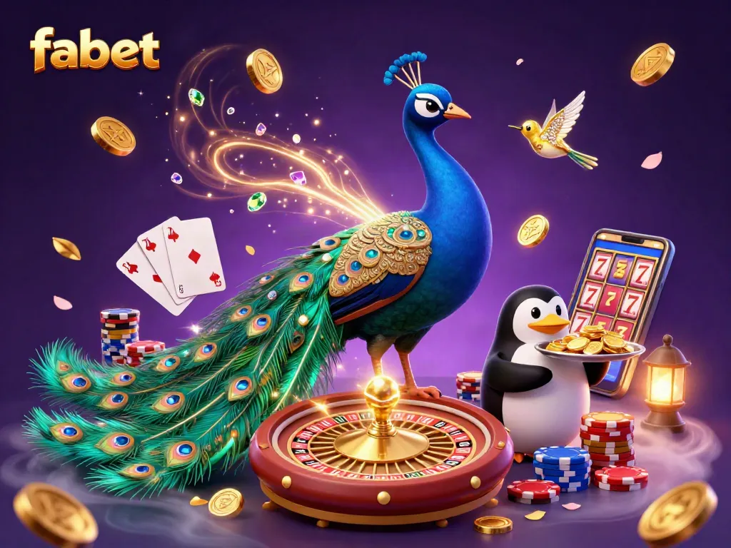 Experience thrilling winnings at fabet in a vibrant 3D casino scene with golden chips and exciting game elements.